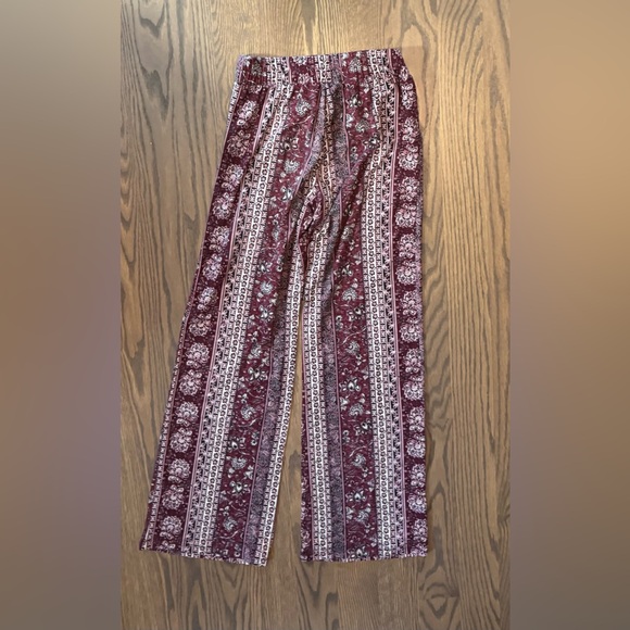 Joe Benbasset Burgundy Floral print Wide Leg Pants - Picture 4 of 4
